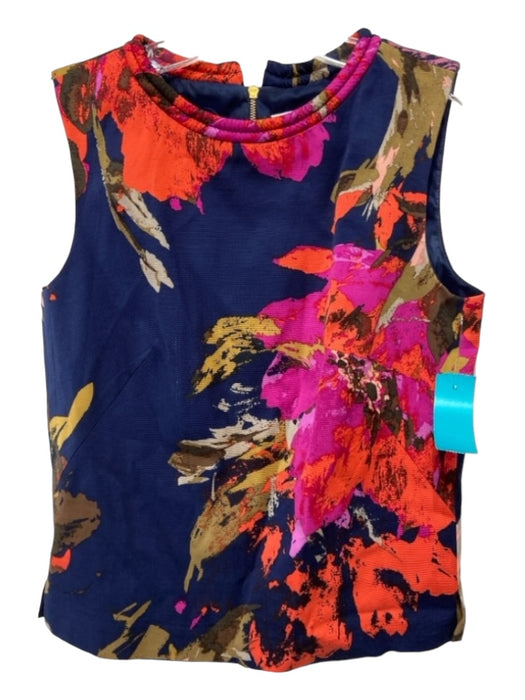 Trina Turk Size XS Navy, Pink & Orange Rayon & Cotton Sleeveless Abstract Top Navy, Pink & Orange / XS