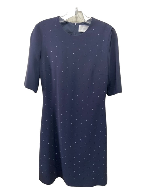 Boss Size 4 Navy & Silver Triacetate Short Sleeve Dotted Studs A line Dress Navy & Silver / 4