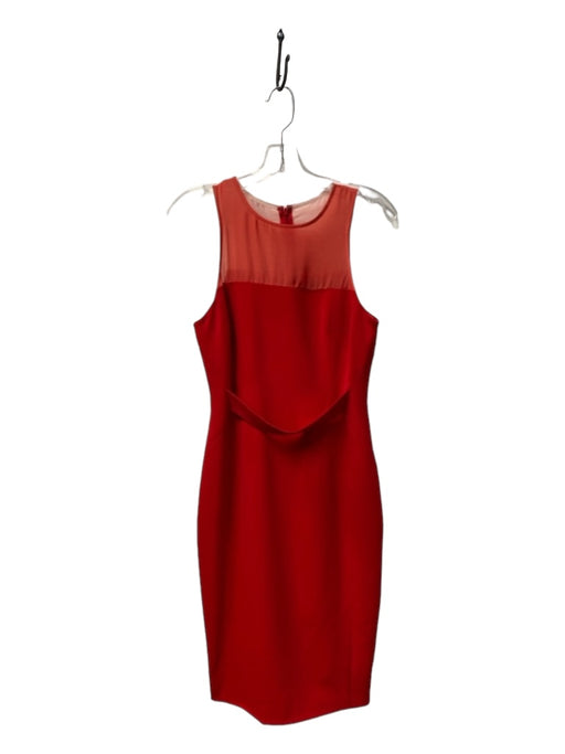 Jay Godfrey Size 4 Red Polyester Round Neck Sleeveless Mesh Detail Strap Dress Red / 4