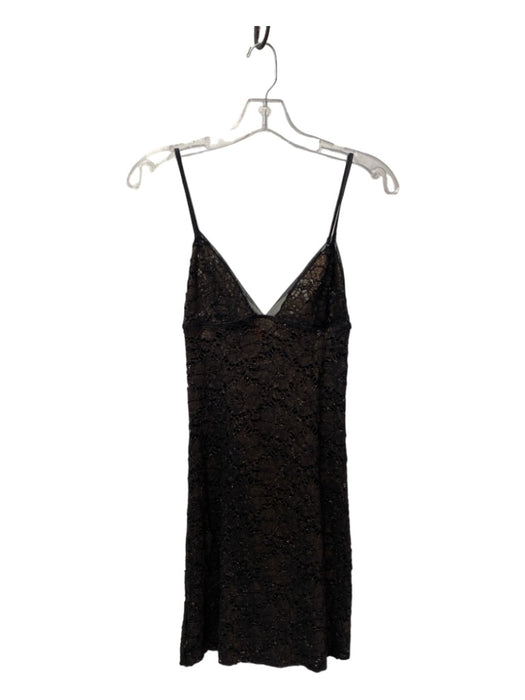 Josie Size XS Black & Bronze Cotton Blend V Neck Spaghetti Strap Lace Dress Black & Bronze / XS