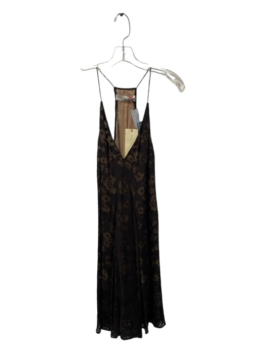 Stella McCartney Size 40 Black & Brown Rayon Blend V Neck Spaghetti Strap Dress Black & Brown / 40