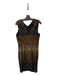 Missoni Size 44 Black & Bronze Rayon Blend V Neck Sleeveless Chevron Dress Black & Bronze / 44