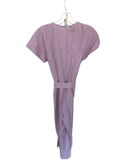 Madewell Size 2 Purple Linen Short Sleeve Buttons Belted Jumper Purple / 2
