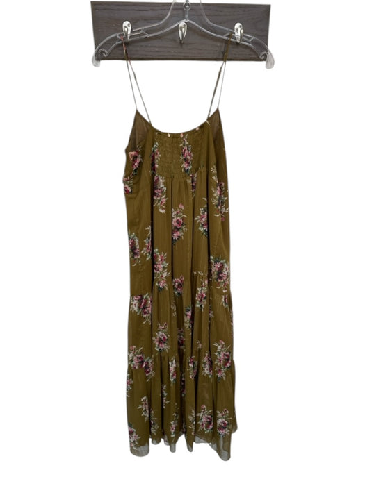 Madewell Size 2 Green & Red Polyester Spaghetti Strap Floral Maxi Dress Green & Red / 2
