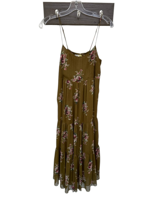 Madewell Size 2 Green & Red Polyester Spaghetti Strap Floral Maxi Dress Green & Red / 2
