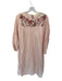 MNG Size 4 Peach & brown Cotton Long Balloon Sleeve Embroidered Flowers Dress Peach & brown / 4