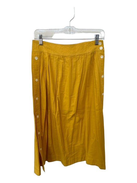 Madewell Size 2 Mustard Cotton Side Button Midi Skirt Mustard / 2