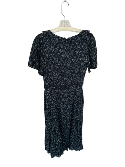 Madewell Size 2 Black & Blue Cotton Short Sleeve Flowers Buttons Maxi Dress Black & Blue / 2