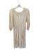 Moon River Size XS Cream & Tan Viscose Blend Long Balloon Sleeve Striped Dress Cream & Tan / XS
