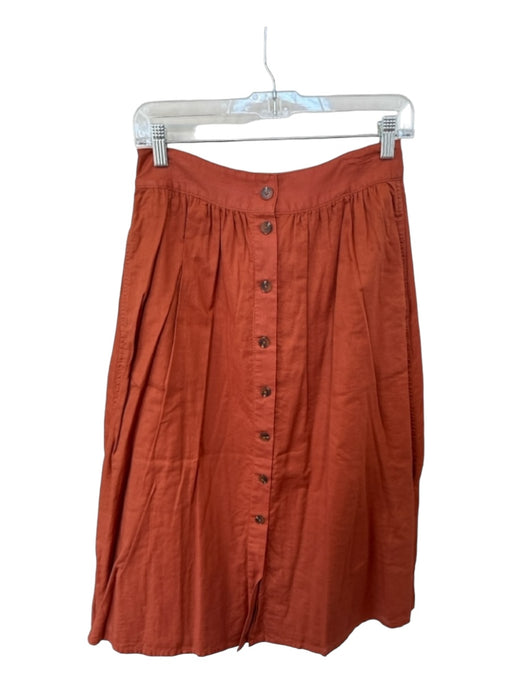 Madewell Size 4 Rust Cotton Buttons A Line Midi Skirt Rust / 4