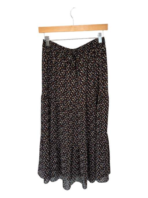 Madewell Size S Black & Rust Polyester Drawstring Floral Maxi Skirt Black & Rust / S