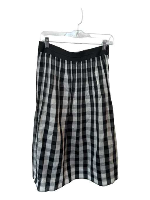 Madewell Size 4 Black & White Cotton & Silk Checkered A Line Midi Skirt Black & White / 4