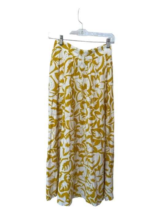 Madewell Size XS Mustard & White Cotton Elastic Waist Flowers Maxi Skirt Mustard & White / XS