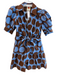 Farm for Anthropologie Size M Blue & Brown Cotton Collared V Neck Dress Blue & Brown / M