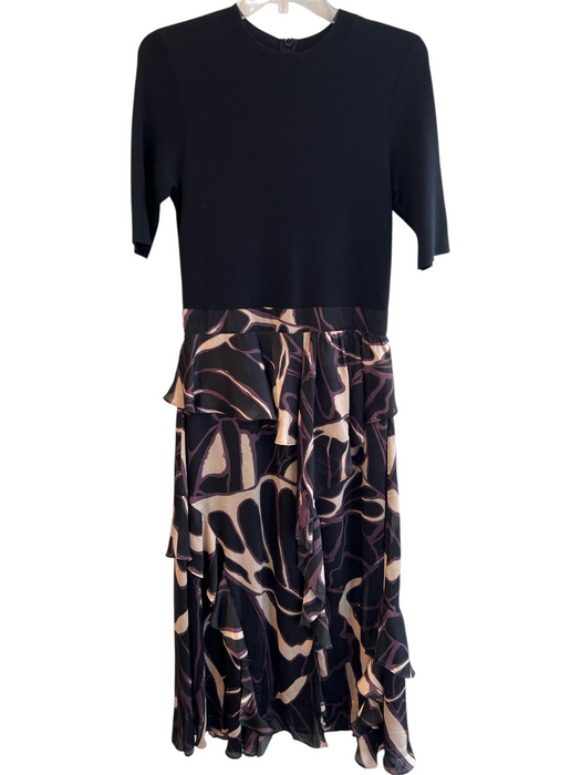 Ted Baker Size 3 Black & Purple No Fabric Tag Crew Neck 1/2 Sleeve Dress Black & Purple / 3