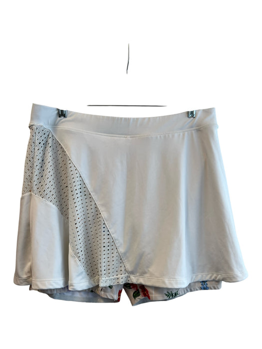 Tuckernuck Size XXL White Polyester Perforated Detail Floral shorts Skort White / XXL