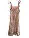 Gal Meets Glam Size 14 Peach, blue & white Cotton Floral Side Zip Dress Peach, blue & white / 14