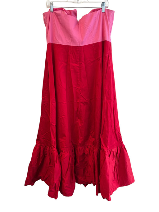 Hutch Size 18W Red & Pink Cotton Blend Lined Strapless Bow Back Zip Dress Red & Pink / 18W