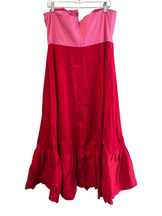 Hutch Size 18W Red & Pink Cotton Blend Lined Strapless Bow Back Zip Dress Red & Pink / 18W