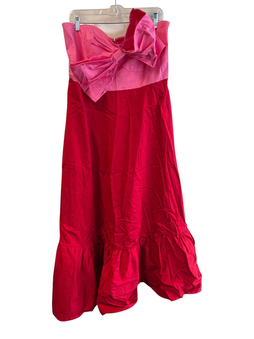 Hutch Size 18W Red & Pink Cotton Blend Lined Strapless Bow Back Zip Dress Red & Pink / 18W