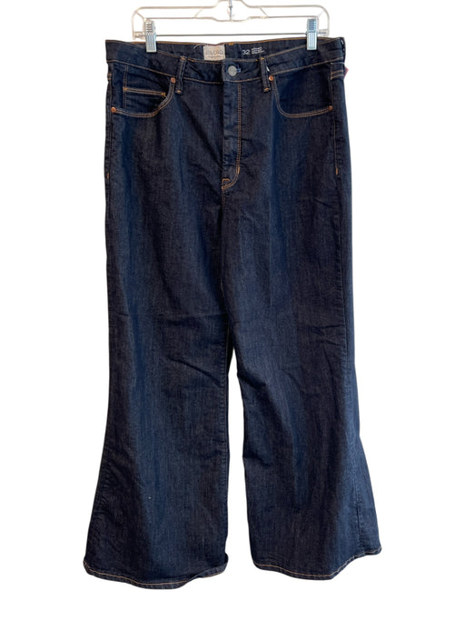 Pilcro Size 32 Dark denim Cotton Blend 5 Pocket Zip Fly Wide Leg Jeans Dark denim / 32