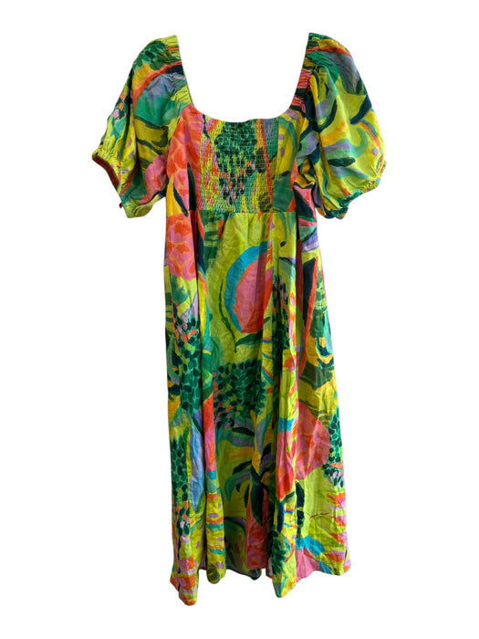 Farm for Anthropologie Size 1X Green & Multi Cotton Off Shoulder Dress Green & Multi / 1X