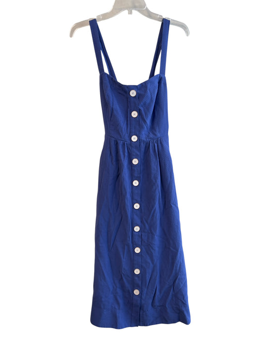 Maeve by ANTHROPOLGIE Size 14 Blue Viscose Front Button Side Zip Halter Dress Blue / 14