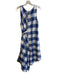 Maeve Size XL Blue & White Cotton Large Check Sleeveless Belt Round Neck Dress Blue & White / XL