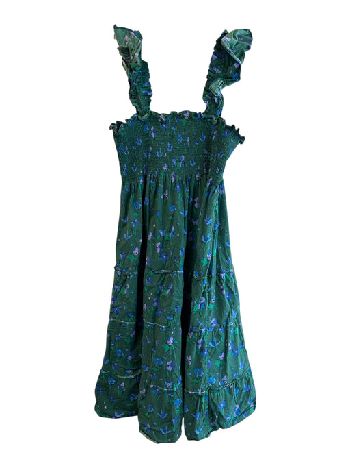 Hill House Size XXL Green & Blue Cotton Stretch Bodice Sleeveless Floral Dress Green & Blue / XXL