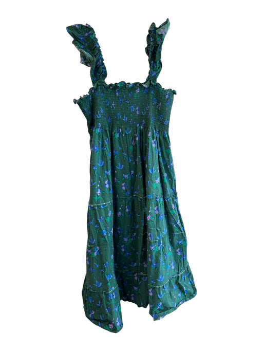 Hill House Size XXL Green & Blue Cotton Stretch Bodice Sleeveless Floral Dress Green & Blue / XXL