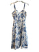Avec Les Filles Size 14 White & Blue Cotton Sleeveless Ocean Motif Lined Dress White & Blue / 14