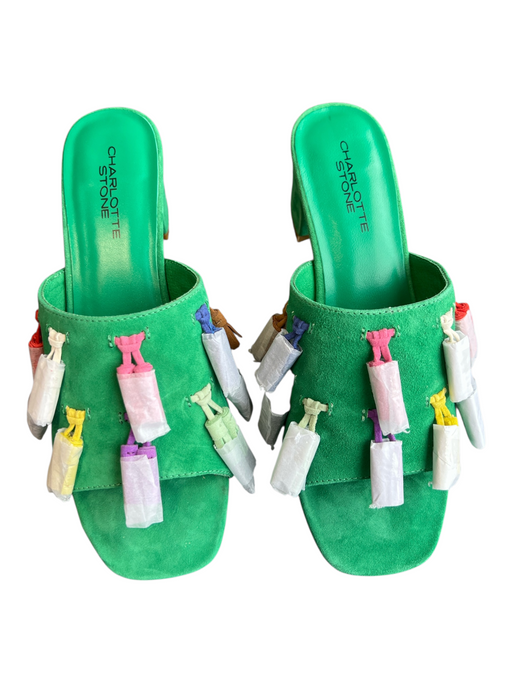 Charlotte Stone Shoe Size 9 Green & Multi Suede Slip On Block Heel Shoes Green & Multi / 9