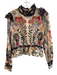 Farm Rio Size Large Cream & Multi Cotton Long Sleeve Paisley Round Neck Top Cream & Multi / Large