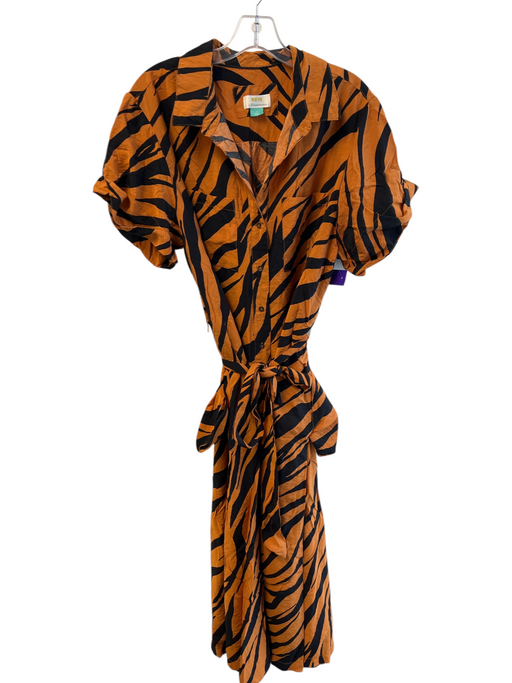 Maeve Size 1X Orange & Black Viscose & Nylon Tiger Print Short Cap Sleeve Dress Orange & Black / 1X