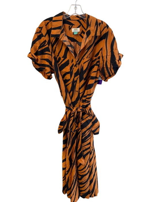 Maeve Size 1X Orange & Black Viscose & Nylon Tiger Print Short Cap Sleeve Dress Orange & Black / 1X