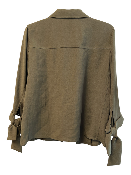 Lafayette 148 Size Large Army Fatigue Green Triacetate Open Front Jacket Army Fatigue Green / Large