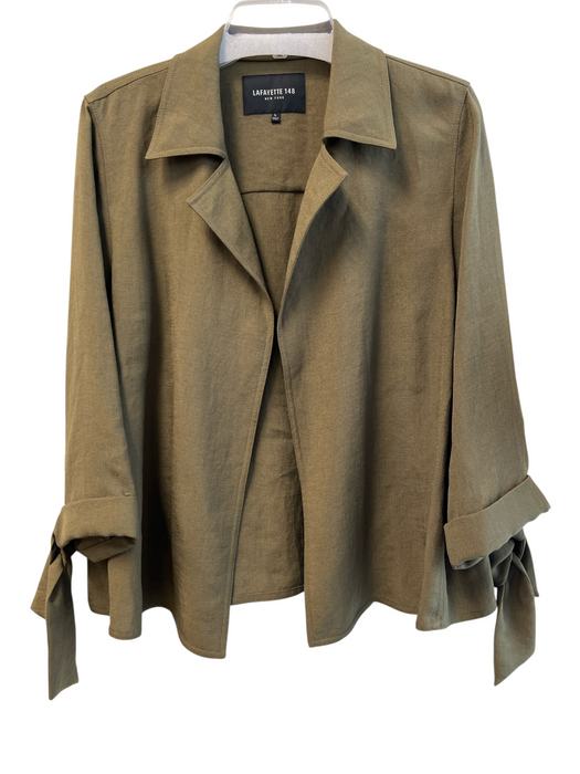 Lafayette 148 Size Large Army Fatigue Green Triacetate Open Front Jacket Army Fatigue Green / Large