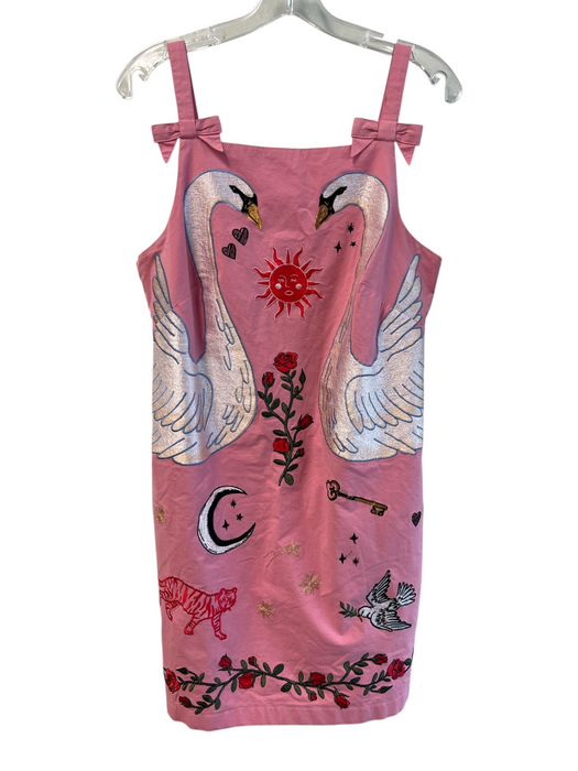 Anthropologie Size Large Pink & Multi Cotton Sleeveless Back Zip Dress Pink & Multi / Large