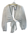 Maeve Size Large White Polyester Sheer Long Puff Sleeve Back Slit Top White / Large