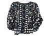 Farm Size Large Black & White Cotton Abstract Print Back Button Top Black & White / Large