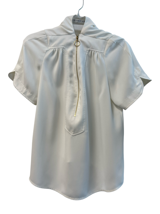 Trina Turk Size Large White Recycled Polyester Front Zip Half Sleeve Top White / Large