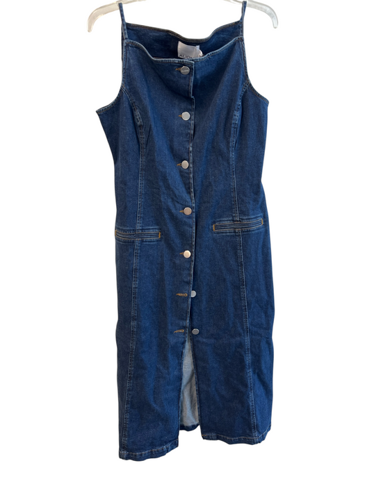 Aligne Size 10 Dark Wash 100% Cotton Denim Strapless Button Down Pockets Dress Dark Wash / 10