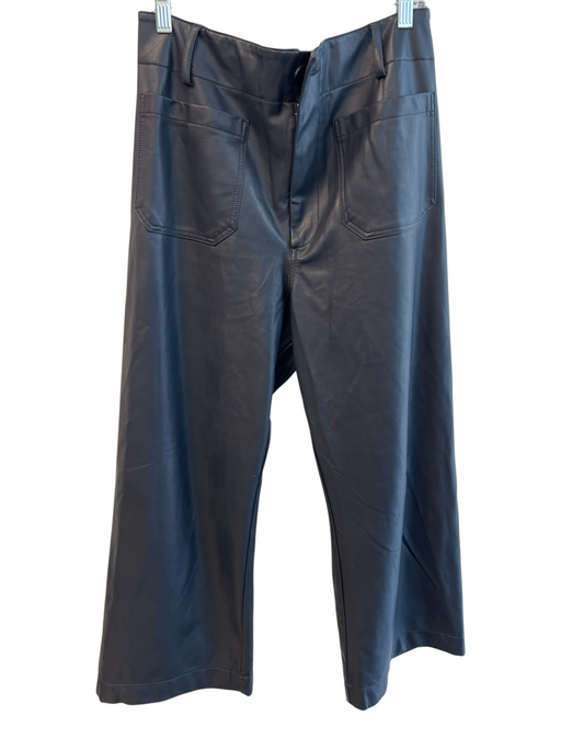 Maeve Size 32 Black Viscose Blend Pleather 4 Pocket Wide Leg Cropped Pants Black / 32