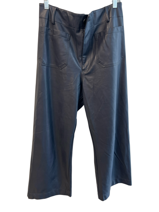 Maeve Size 32 Black Viscose Blend Pleather 4 Pocket Wide Leg Cropped Pants Black / 32