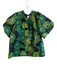 Pomander Place Size L Green Polyester Floral Short Puff Sleeve Back Zip Top Green / L