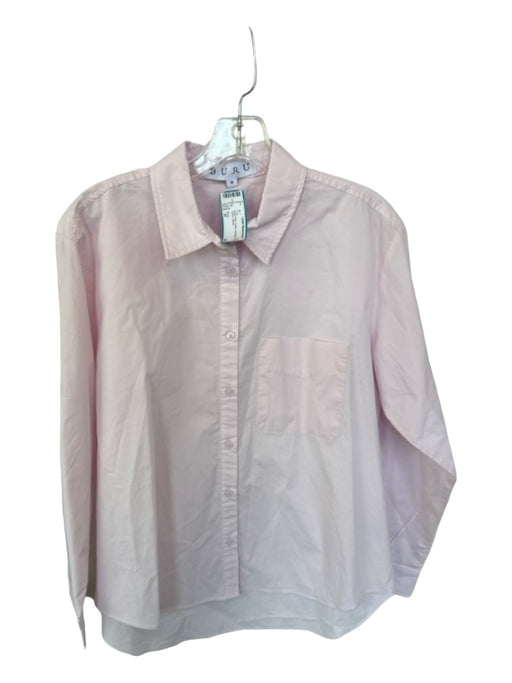 Buru Size M Baby Pink Cotton Long Sleeve Button Down Top Baby Pink / M