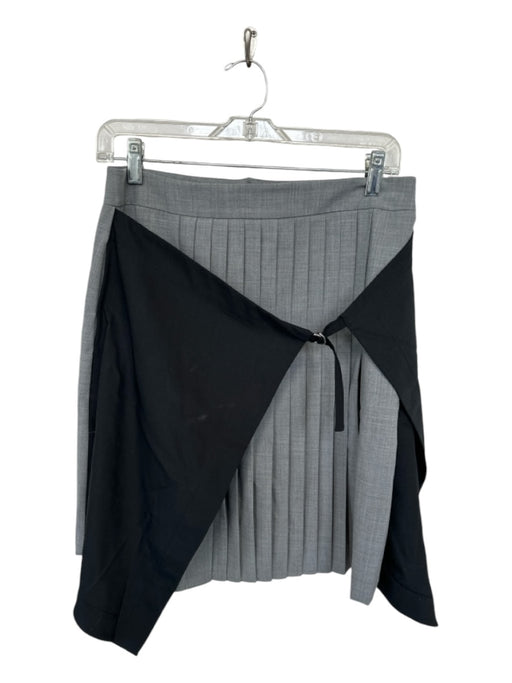 Tibi Size 4 Black & Gray Virgin Wool Blend Acordian Pleated Color Block Skirt Black & Gray / 4