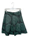 Trina Turk Size 4 Teal & Black Polyester Blend jaquard Pleated Flowers Skirt Teal & Black / 4