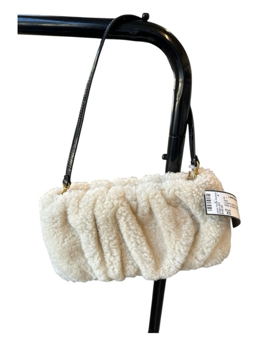 Staud Cream & Black Faux Shearling Leather Strap shoulder bag Bag Cream & Black / XS