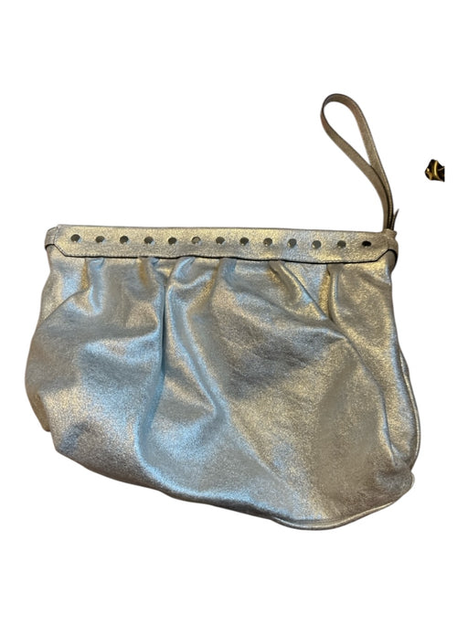 Isabel Marant Silver Leather Metallic Wristlet Bag Silver / M